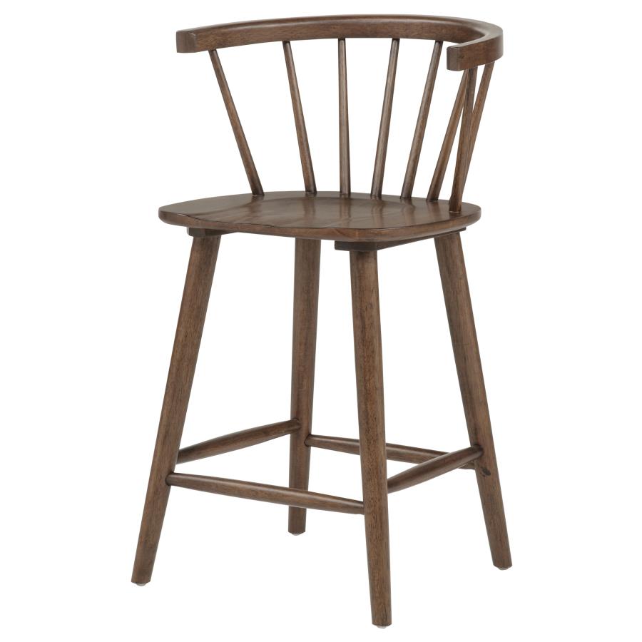 Jeffries 2-Piece Curved Spindle-Back Counter Chair Set Walnut