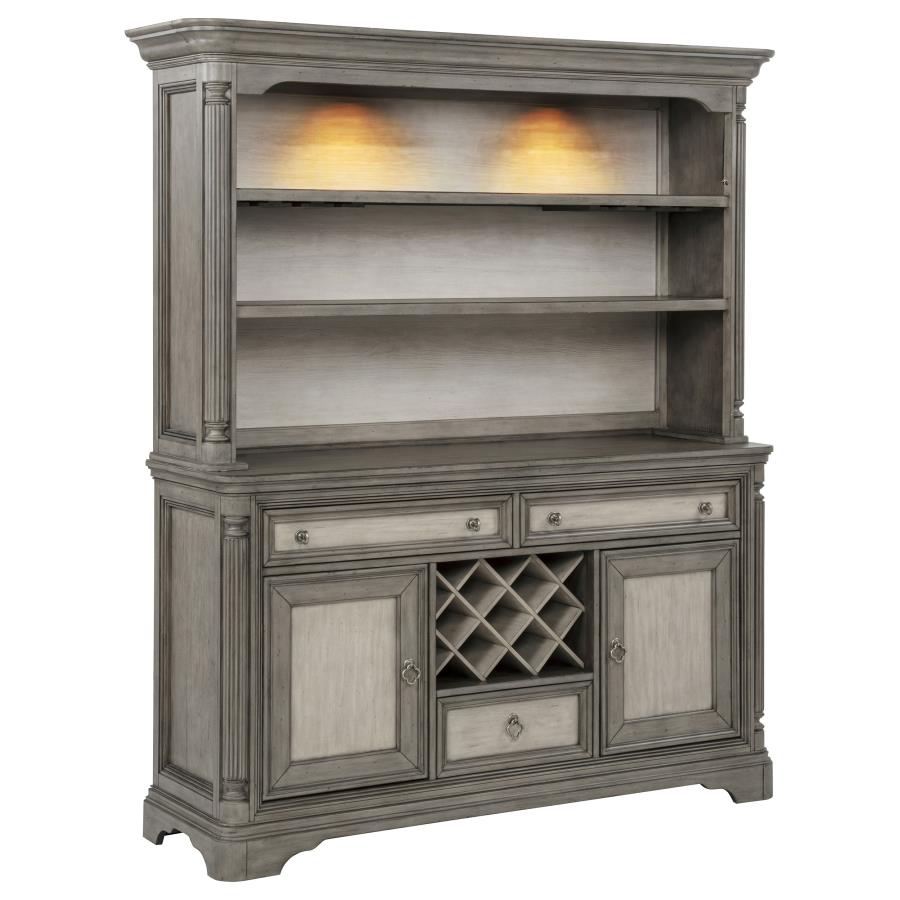 Cresswell 2-door 3-drawer Buffet and Hutch Weathered Taupe