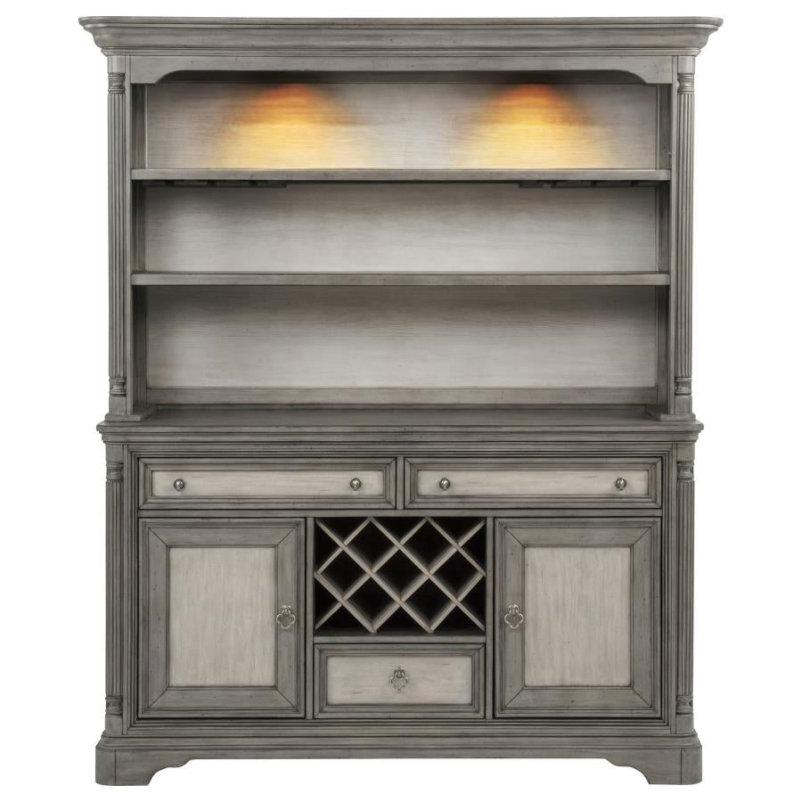Cresswell 2-door 3-drawer Buffet and Hutch Weathered Taupe