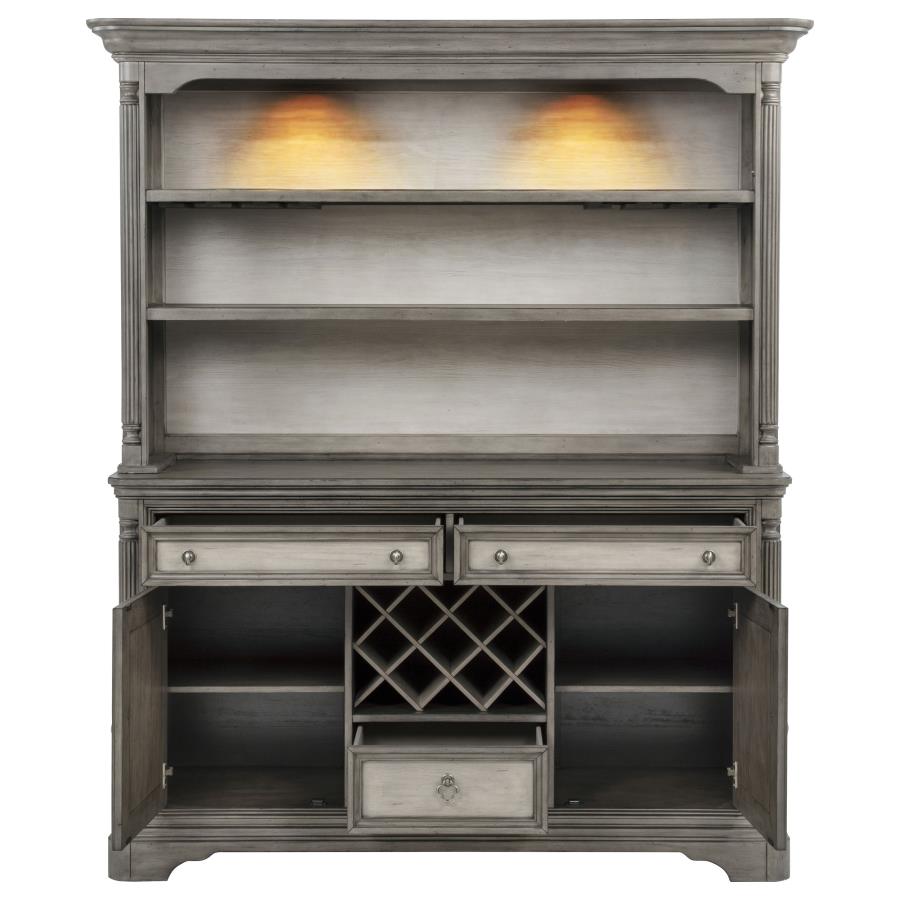 Cresswell 2-door 3-drawer Buffet and Hutch Weathered Taupe