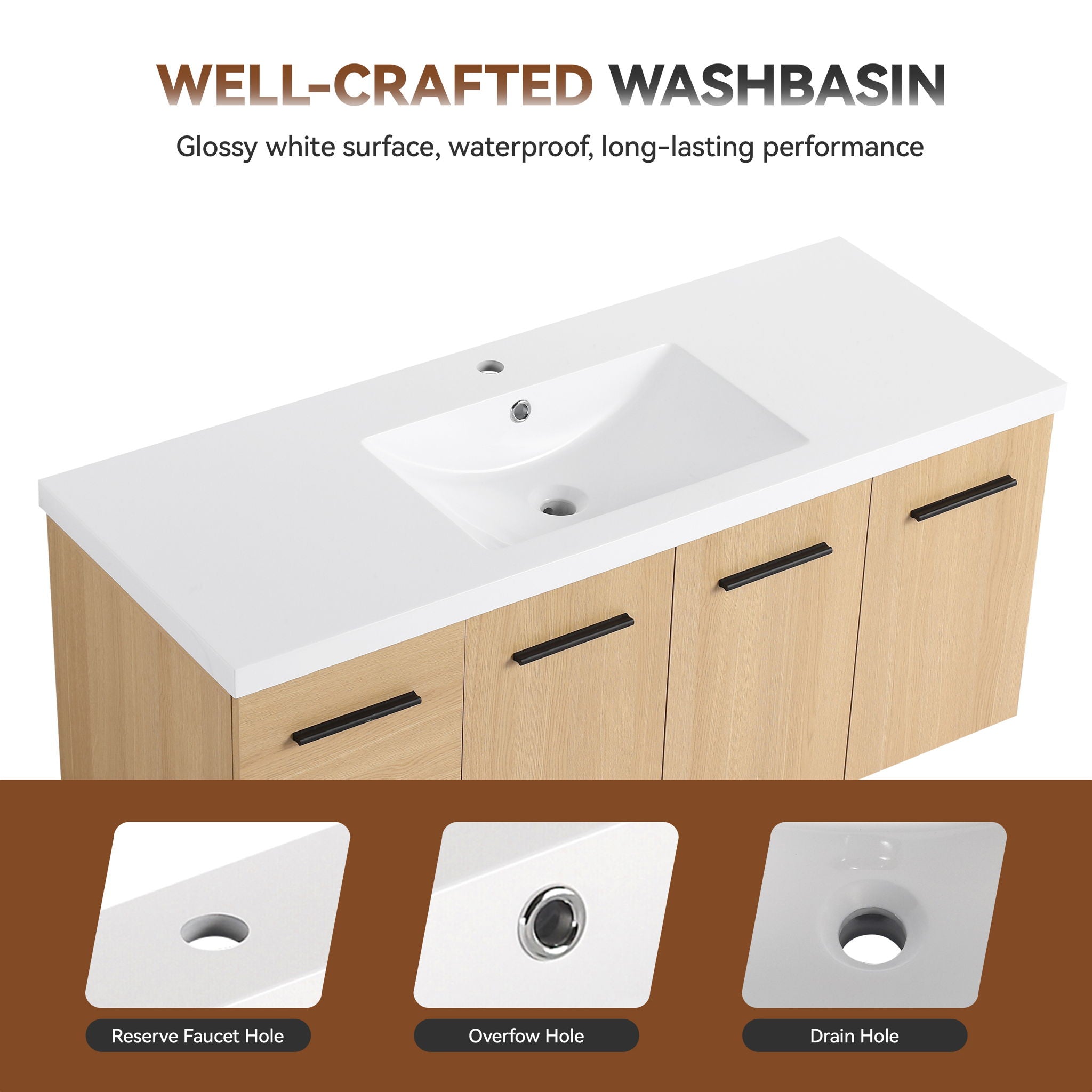 Floating Bathroom Vanity With Sink, Modular Cabinet