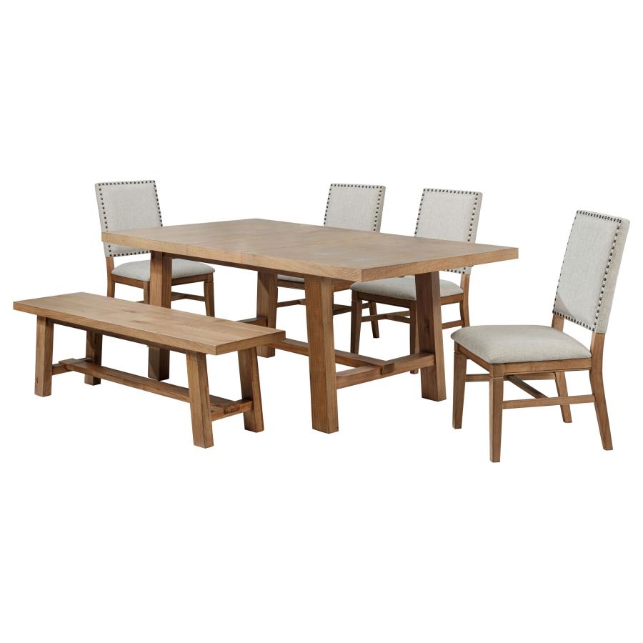 Middleton 6-piece Extension Leaf Dining Set Brown and Beige