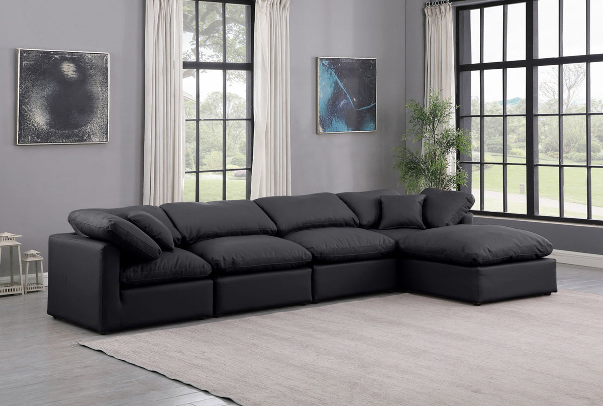 Indulge - Faux Leather 5 Piece Modular Sectional With Chaise