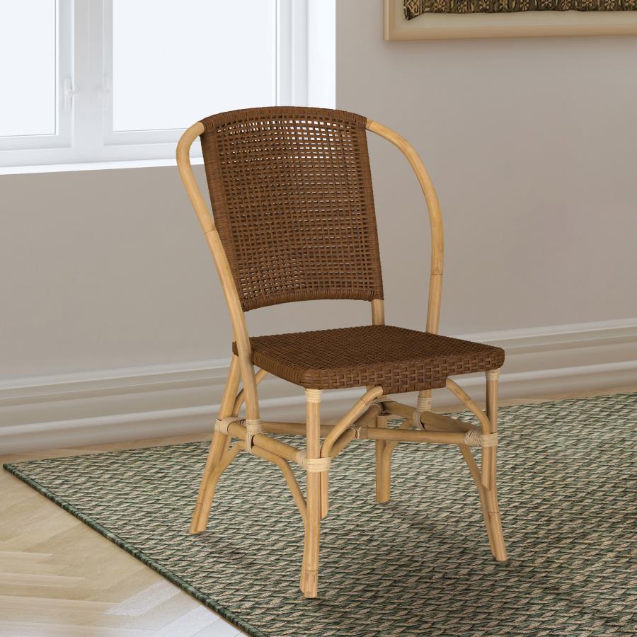 Lexley Woven Rattan Dining Side Chair Brown (Set of 2)