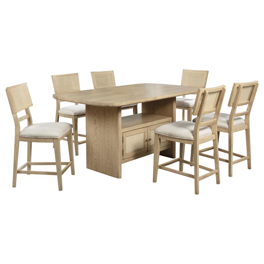 Kailani 7-piece Wood Counter Height Dining Set Beige Oak