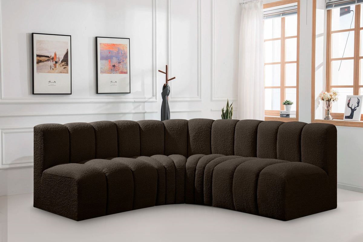 Arc - Boucle Fabric 4 Piece Corner Modular Sofa