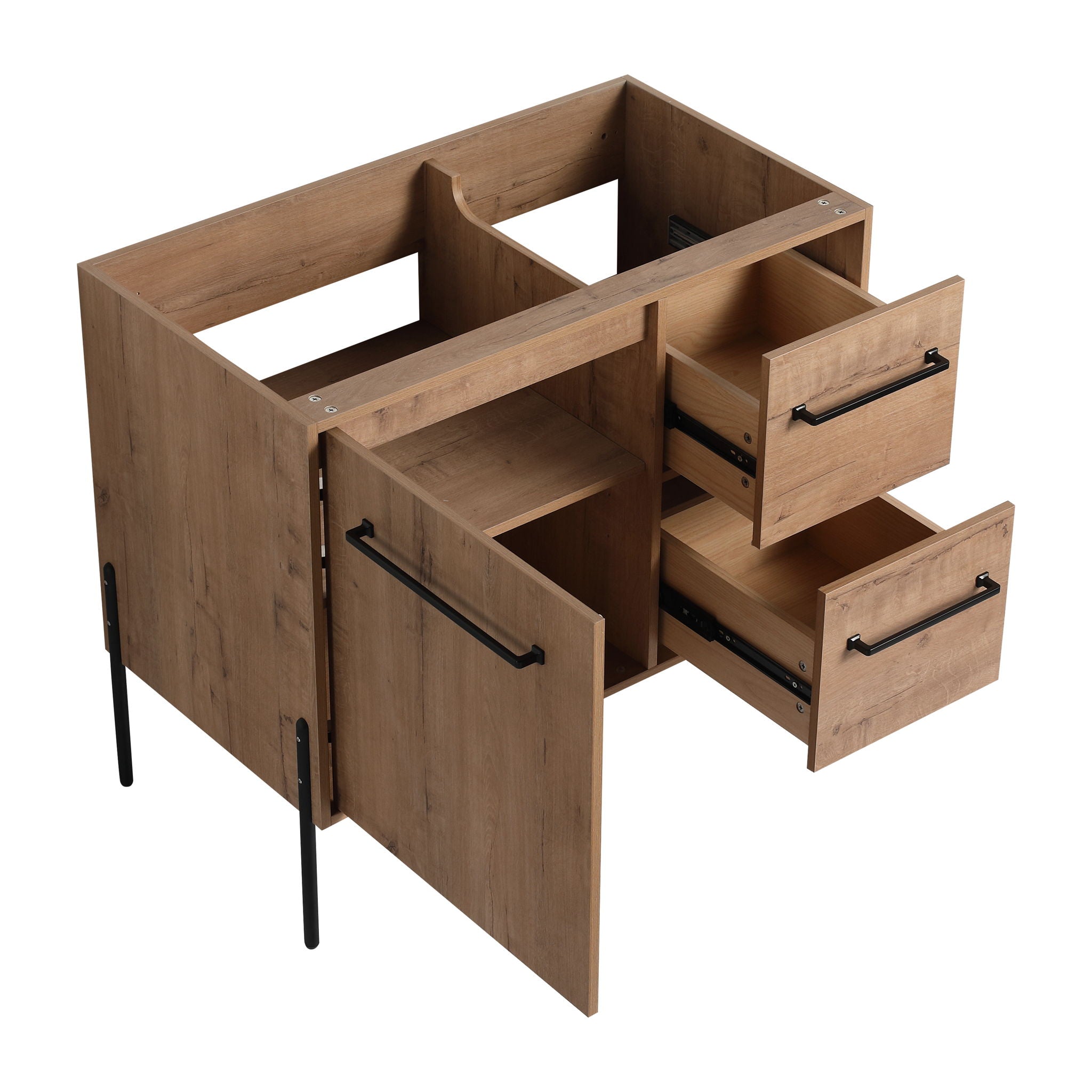 35" Freestanding Bathroom Vanity With Soft Close Doors And 2 Drawers (Vanity Only) - Imitative Oak