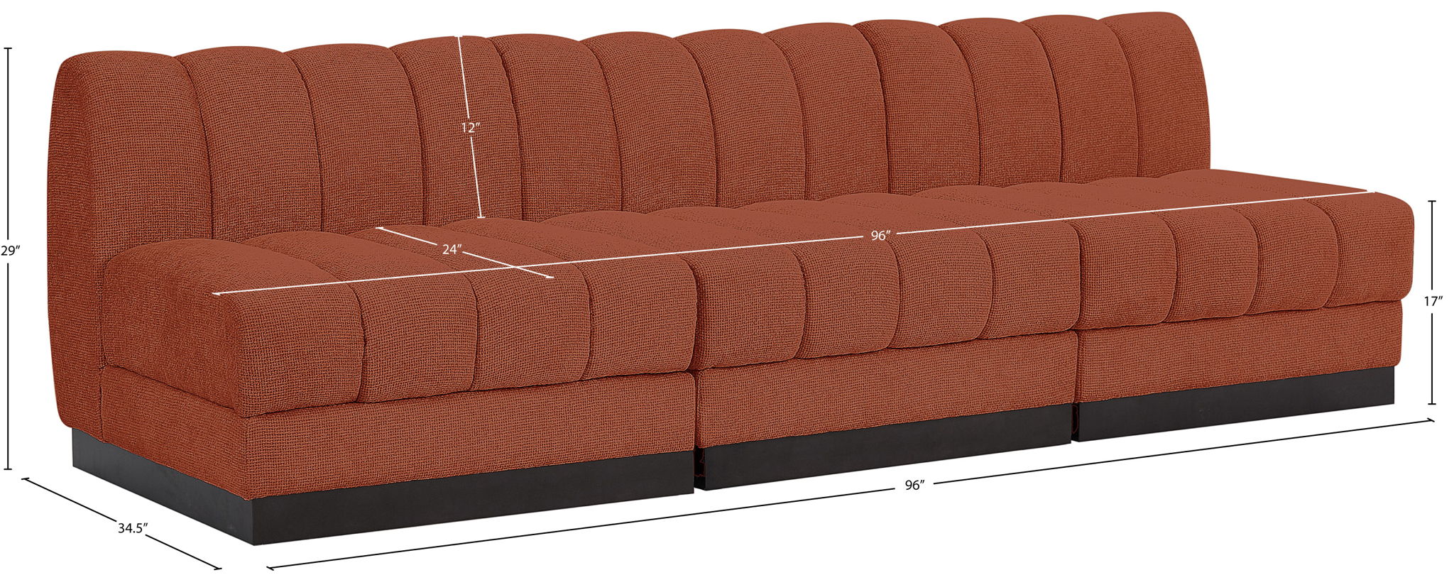 Quinn - 3 Seat Modular Armless Sofa