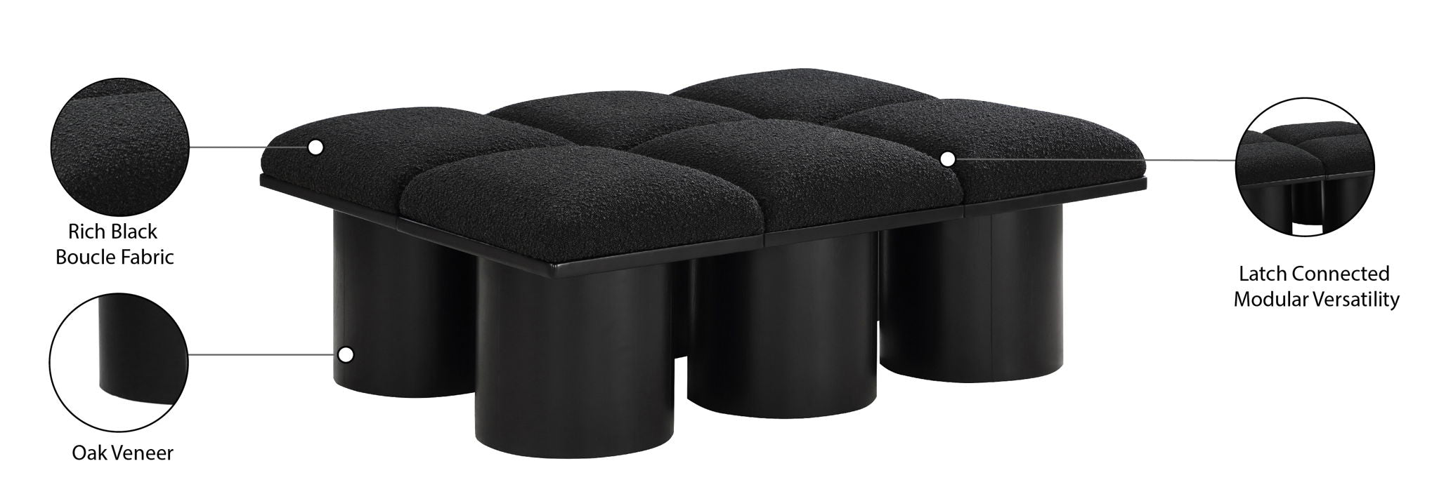Pavilion - 6 Piece Modular Bench With Black Base