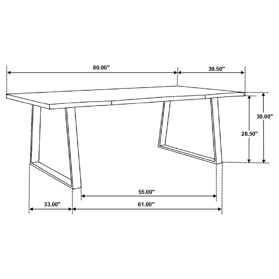 Ditman 80-inch Live Edge Dining Table Grey Sheesham