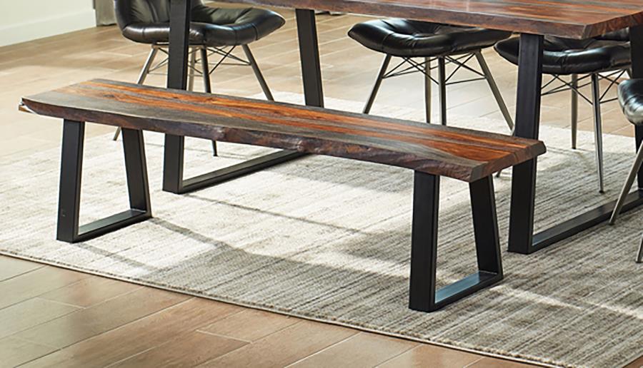 Ditman Live Edge Wood Dining Bench Grey Sheesham