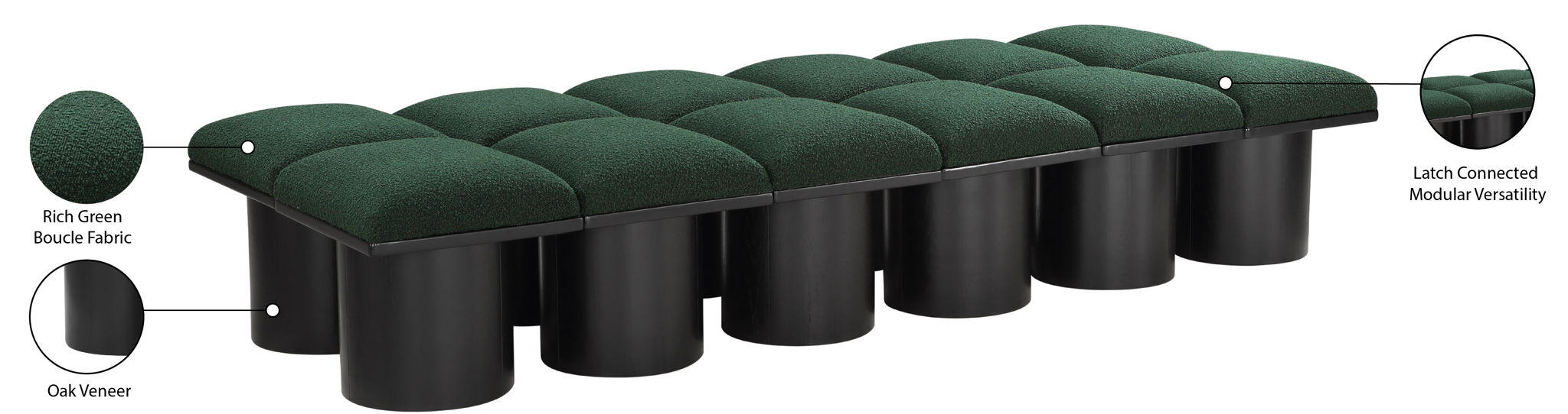 Pavilion - 12 Piece Modular Bench With Black Base