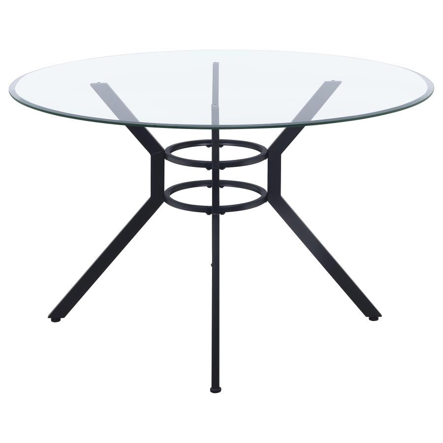 Steele 48-inch Round Glass Top Dining Table Matte Black