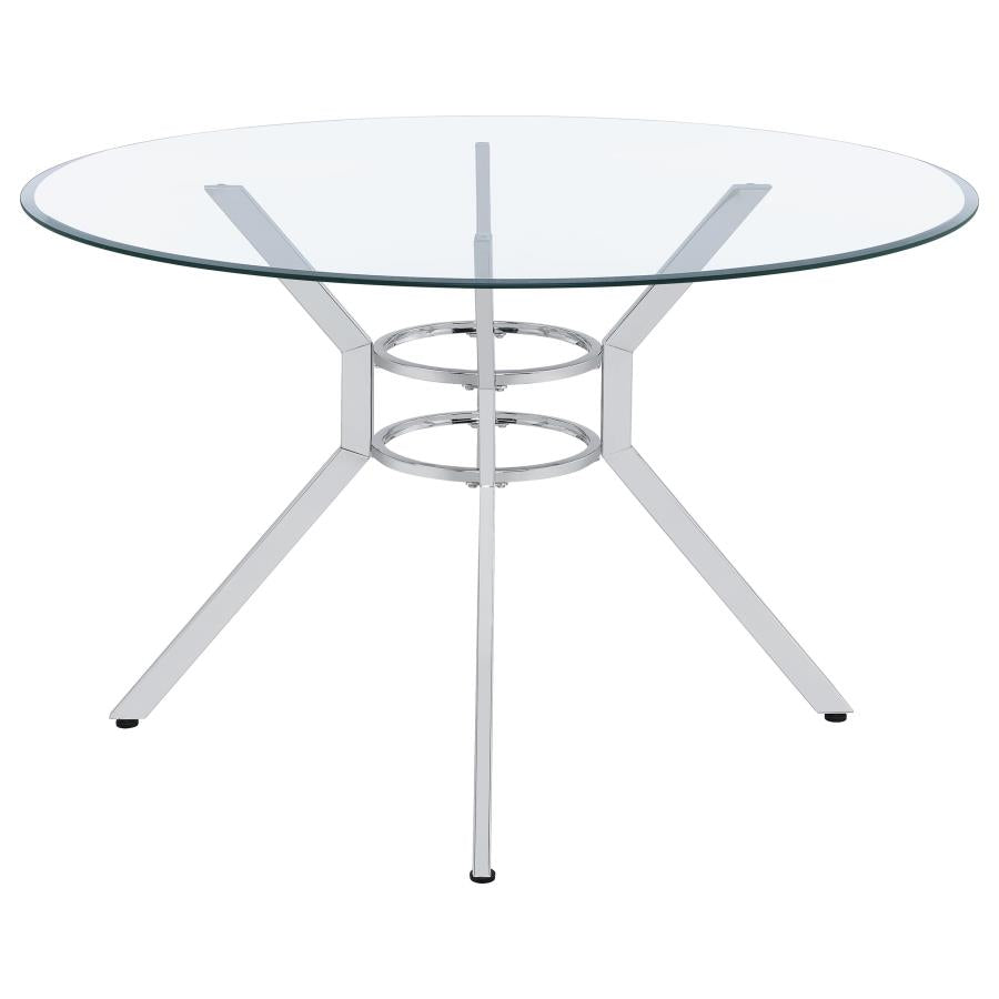 Steele 48-inch Round Glass Top Dining Table Chrome