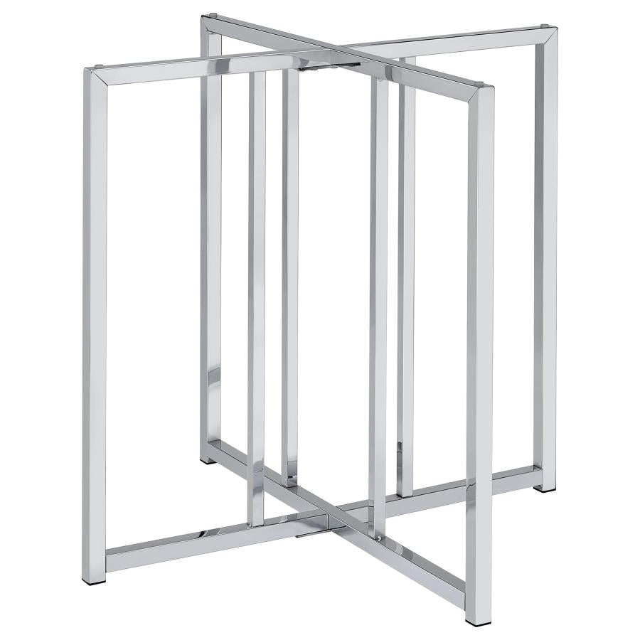 Pace Geometric Metal Dining Table Base Chrome