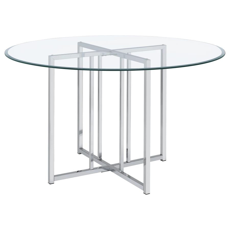 Pace 48-inch Round Glass Top Dining Table Chrome