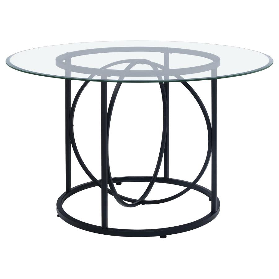 Levy 48-inch Round Glass Top Dining Table Matte Black