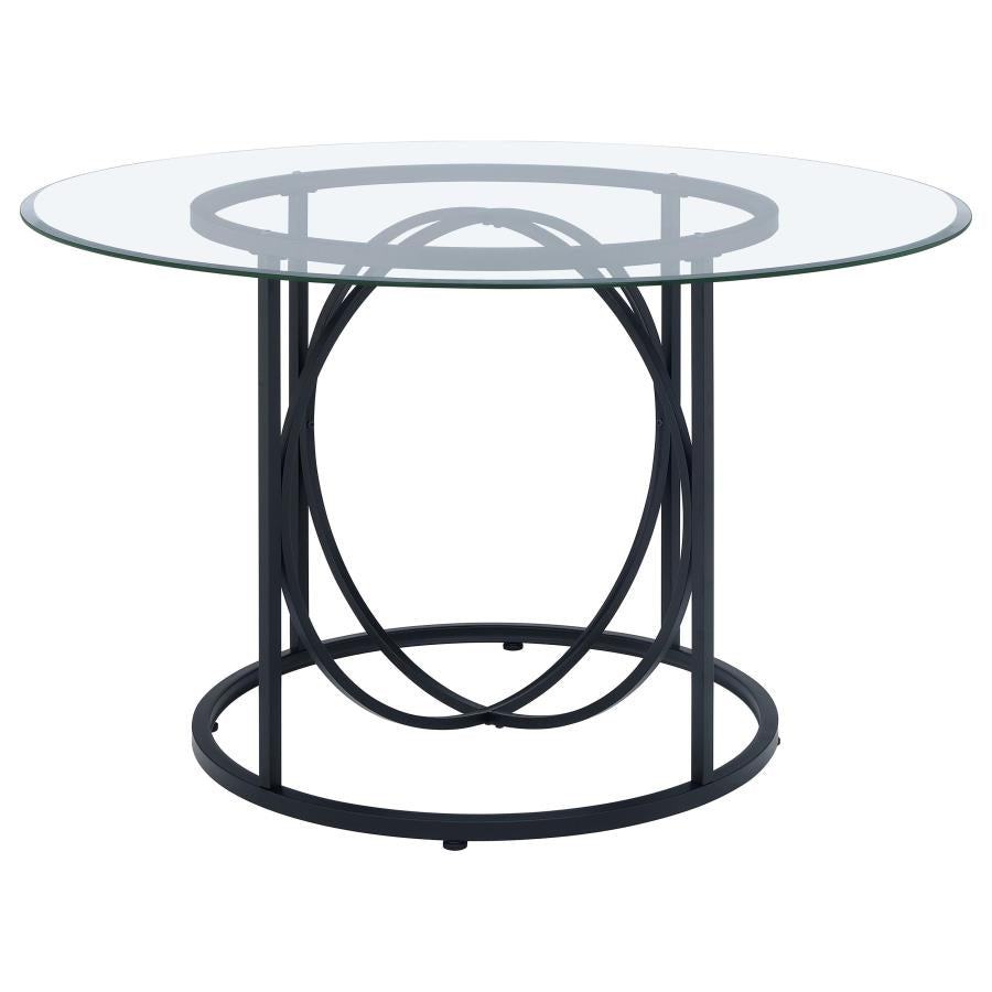 Levy 48-inch Round Glass Top Dining Table Matte Black