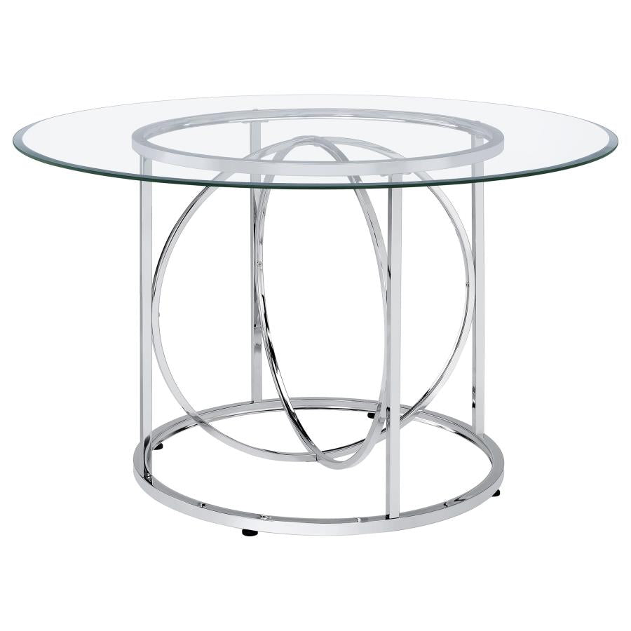 Levy 48-inch Round Glass Top Dining Table Chrome