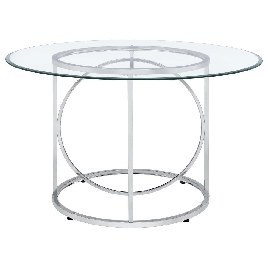 Levy 48-inch Round Glass Top Dining Table Chrome