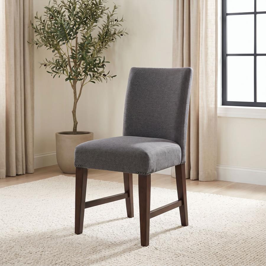 Naser Parsons Dining Side Chair Grey and Dark Walnut (Set of 2)