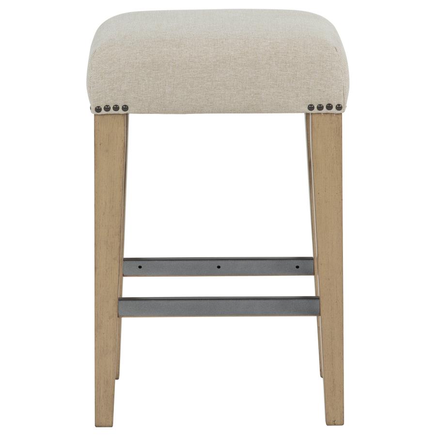 Naser Upholstered Counter Stool Beige and Light Oak (Set of 2)