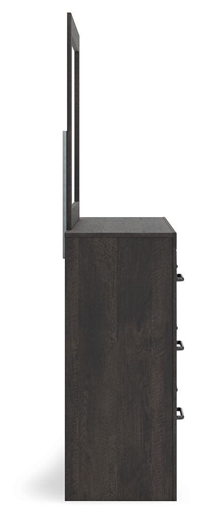 Hollivern - Dresser And Mirror - Dark Gray