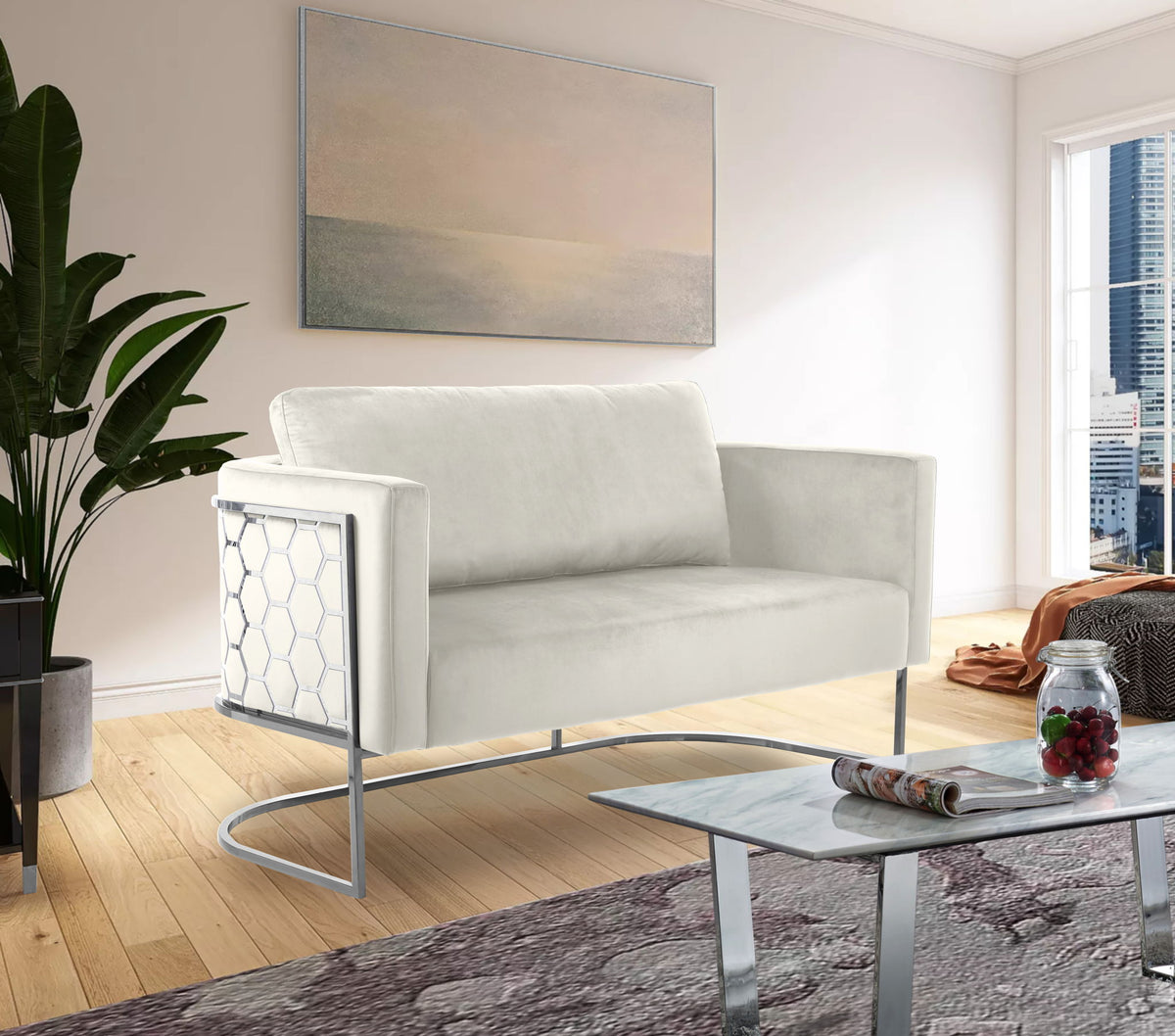 Casa - Loveseat with Chrome Legs