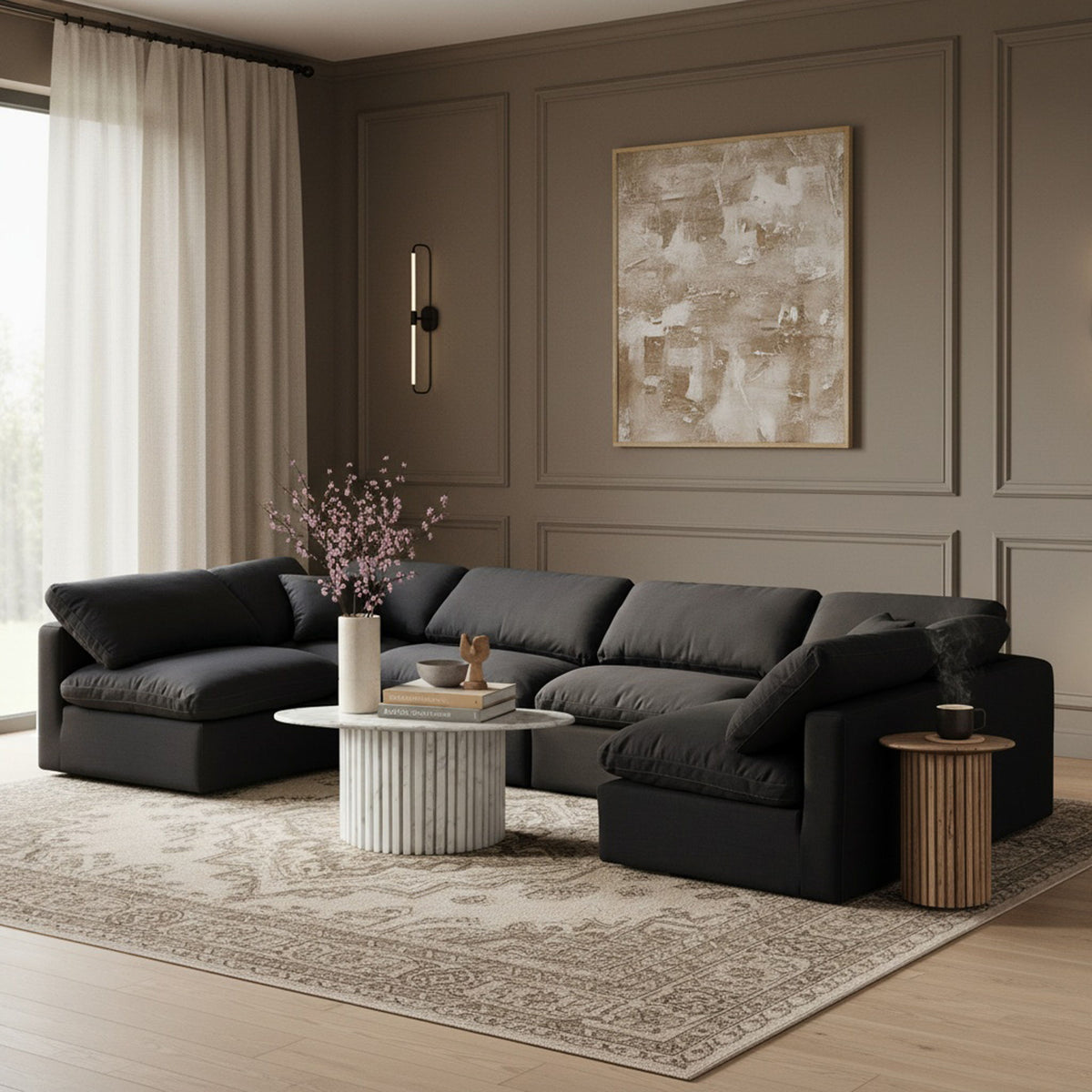 Indulge - Linen 6 Piece Modular U-Shaped Sectional