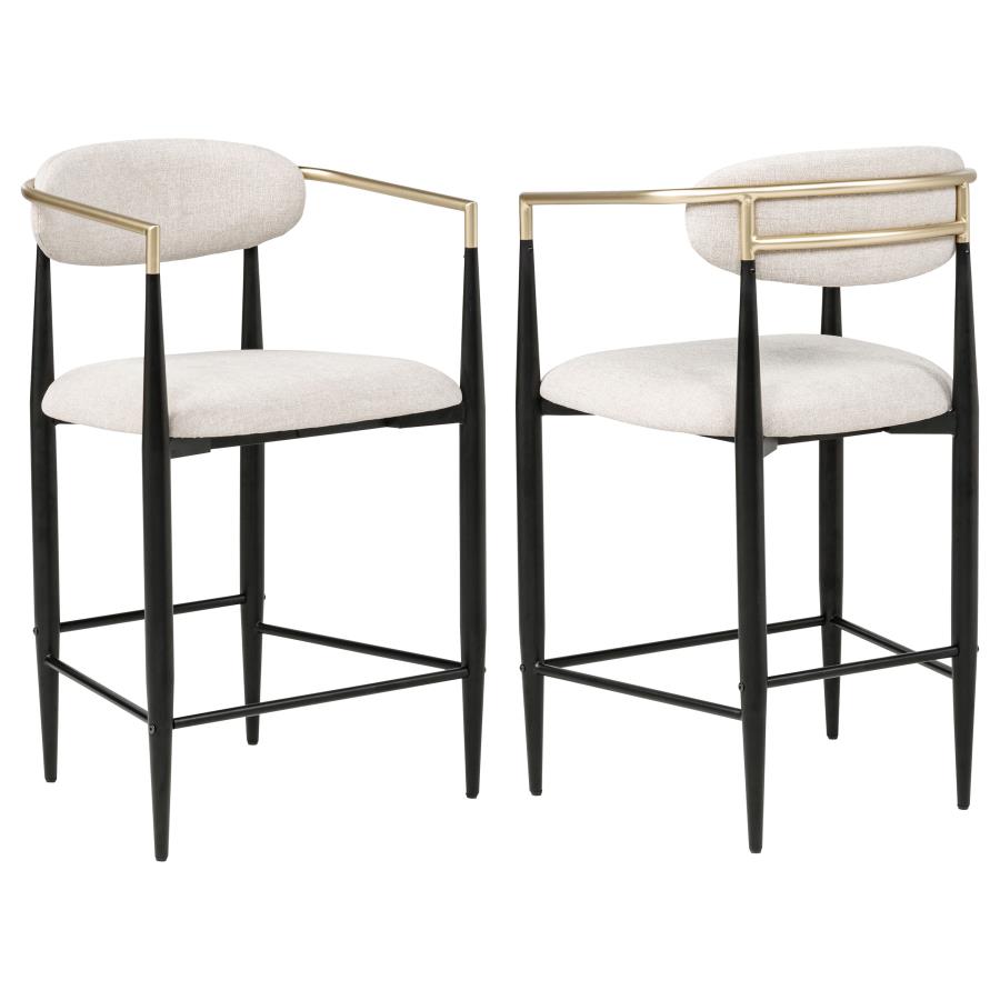 Tina Fabric Upholstered Counter Chair Beige (Set of 2)