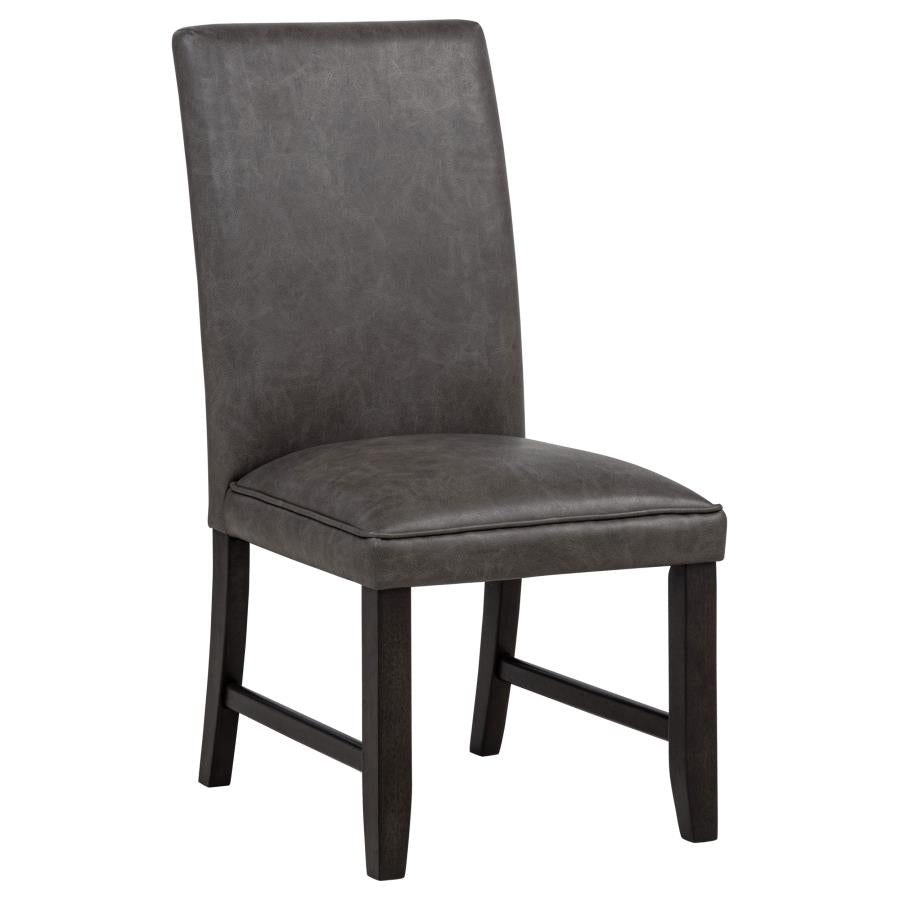 Averill Faux Leather Upholstered Dining Side Chair Dark Grey (Set of 2)