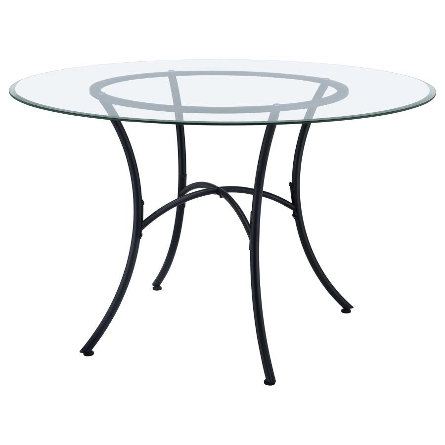 Kline 48-inch Round Glass Top Dining Table Matte Black