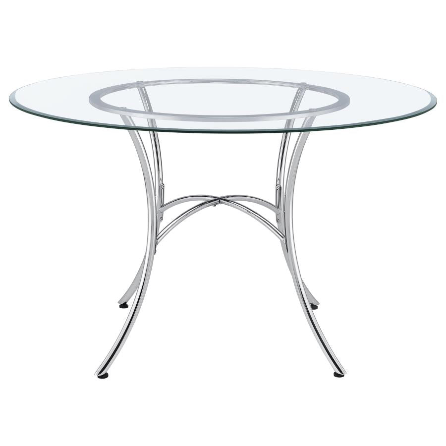 Kline 48-inch Round Glass Top Dining Table Chrome