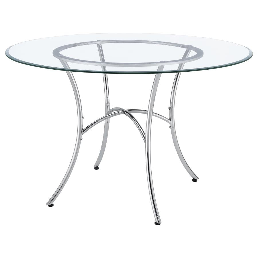 Kline 48-inch Round Glass Top Dining Table Chrome