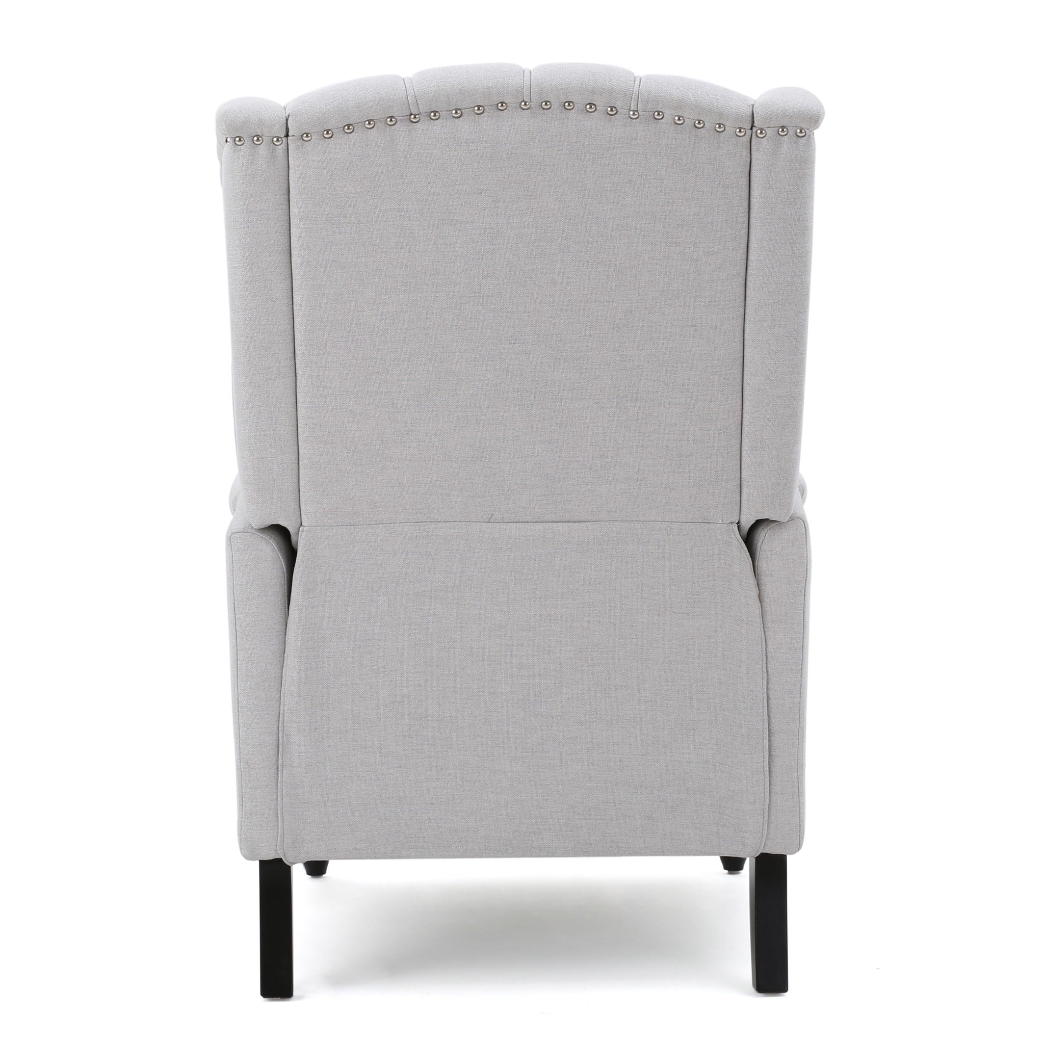Tufted Arm Chair Recliner With Wingback Style, Pushback Mechanism - Light Gray