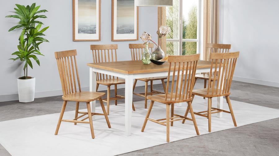 Andrews 7-piece Rectangular Dining Set Light Ash and White