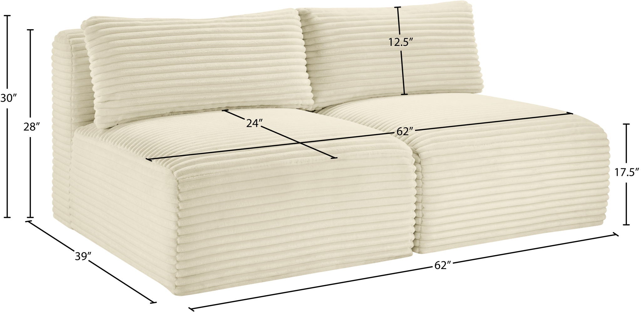 Shaggy - 2 Seat Modular Armless Sofa
