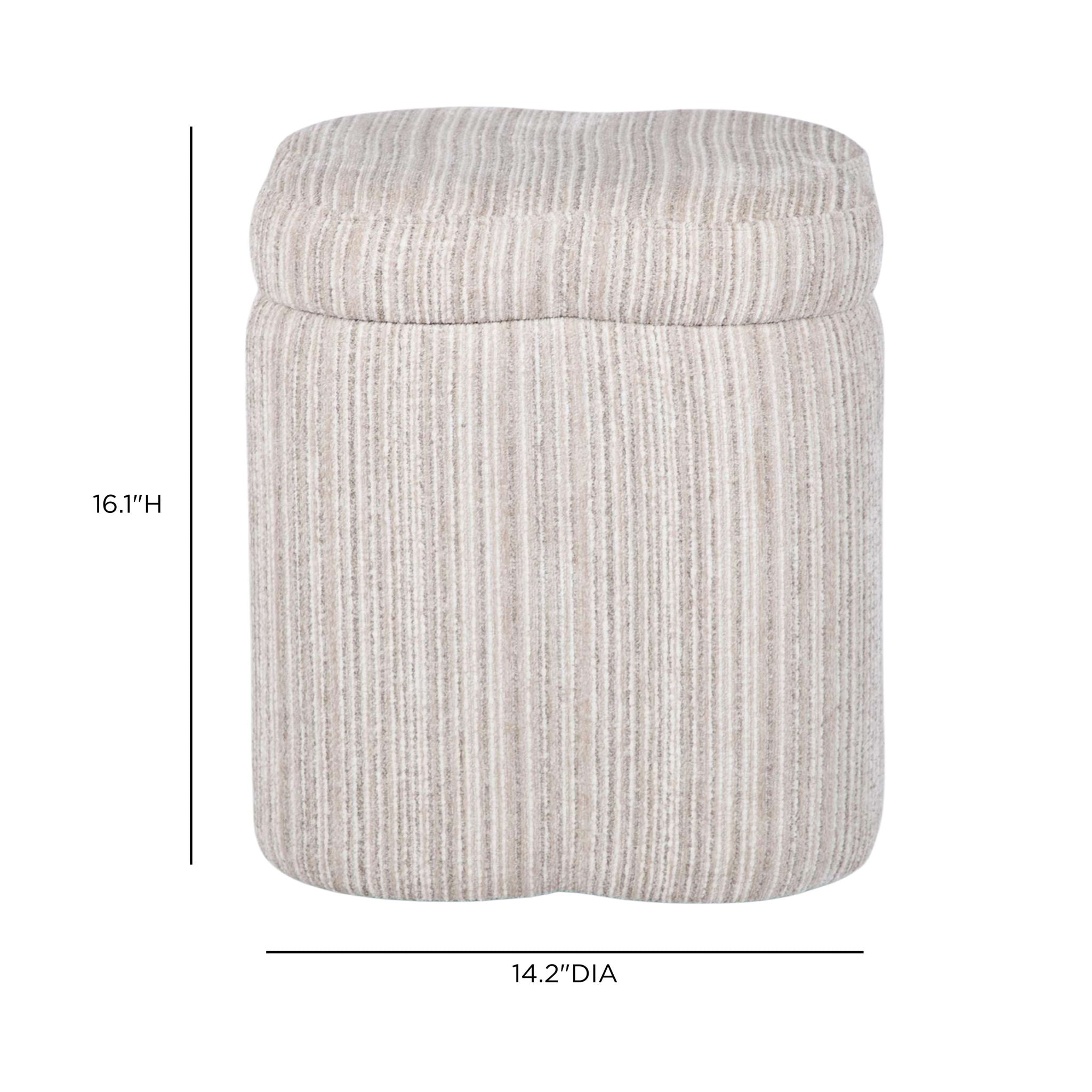 Lilou - Striped Jacquard Storage Stool - Cream