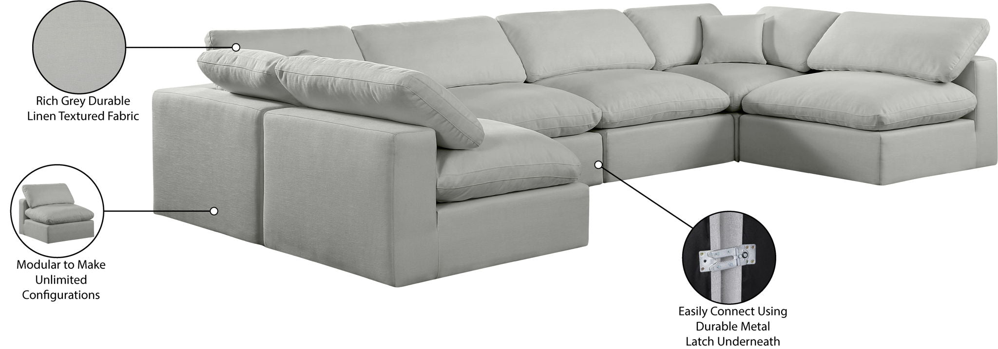 Comfy - 6 Piece Linen Modular Armless Sectional