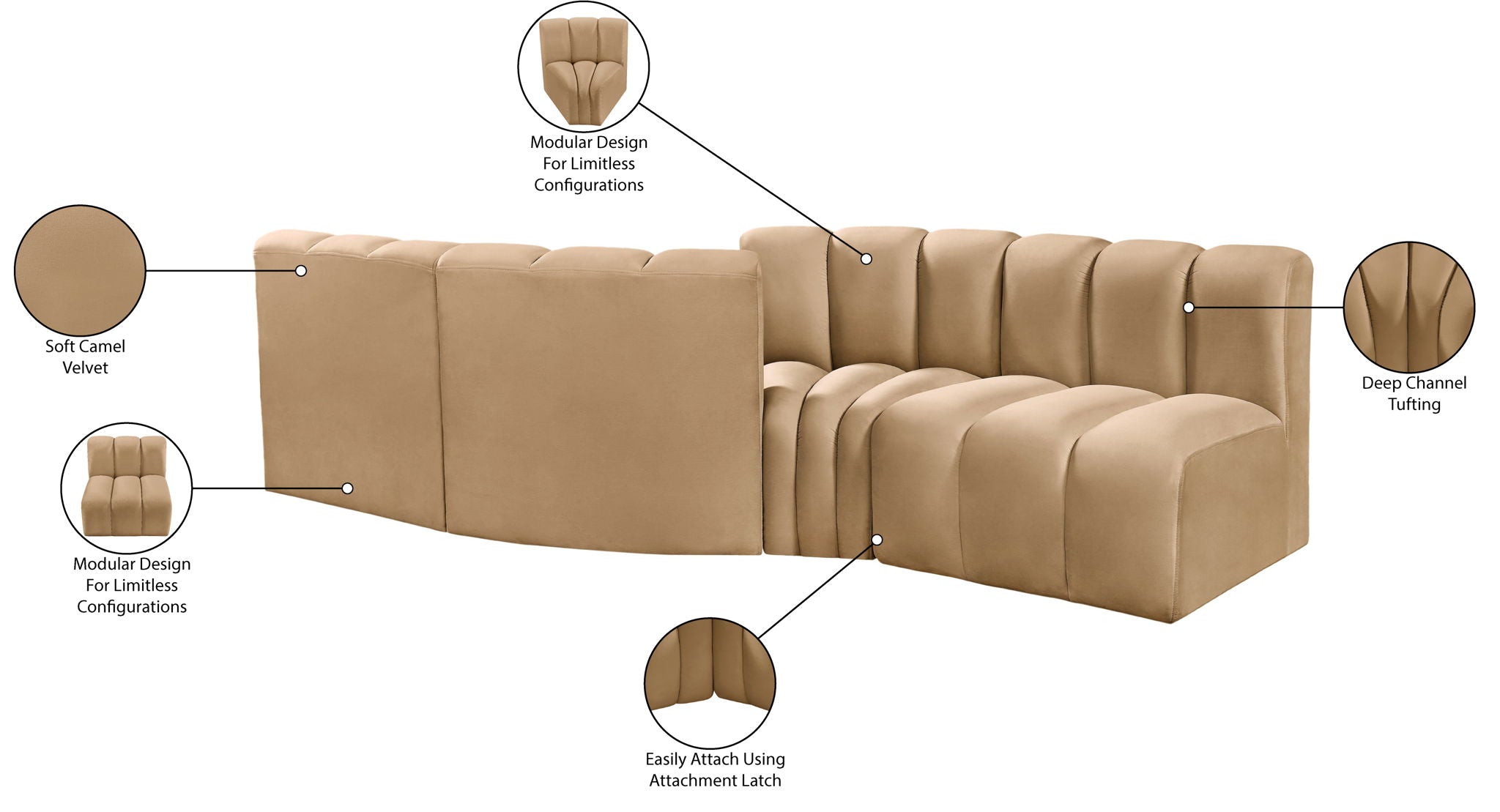 Arc - Velvet 4 Piece Sofa