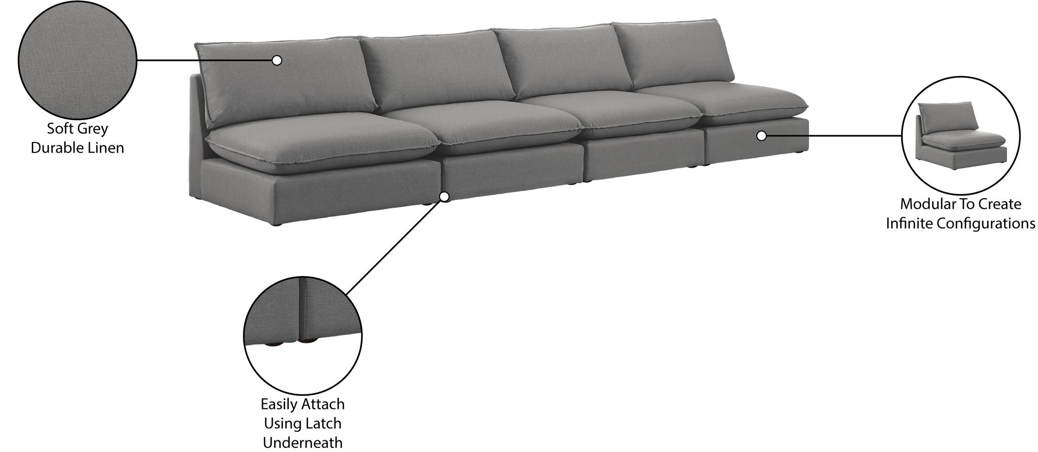 Mackenzie - Modular Sofa Armless - 4 Seats