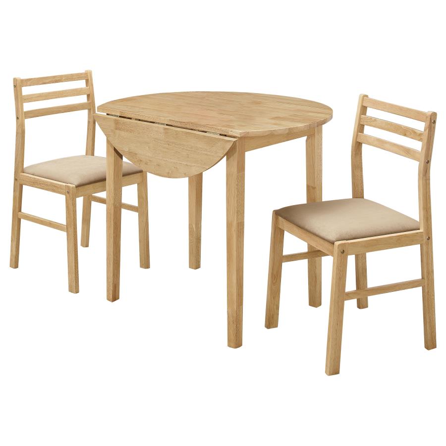 Bucknell 3-piece Round Drop Leaf Dining Table Set Natural