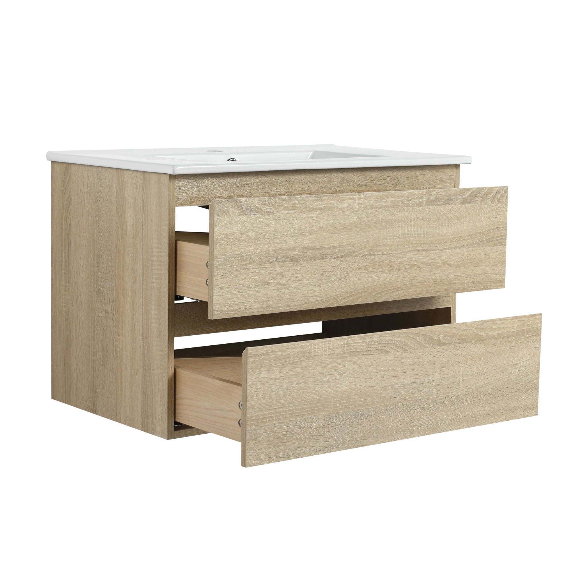 Wall Mounted Bathroom Vanity & Sink, 2 Soft Close Drawers