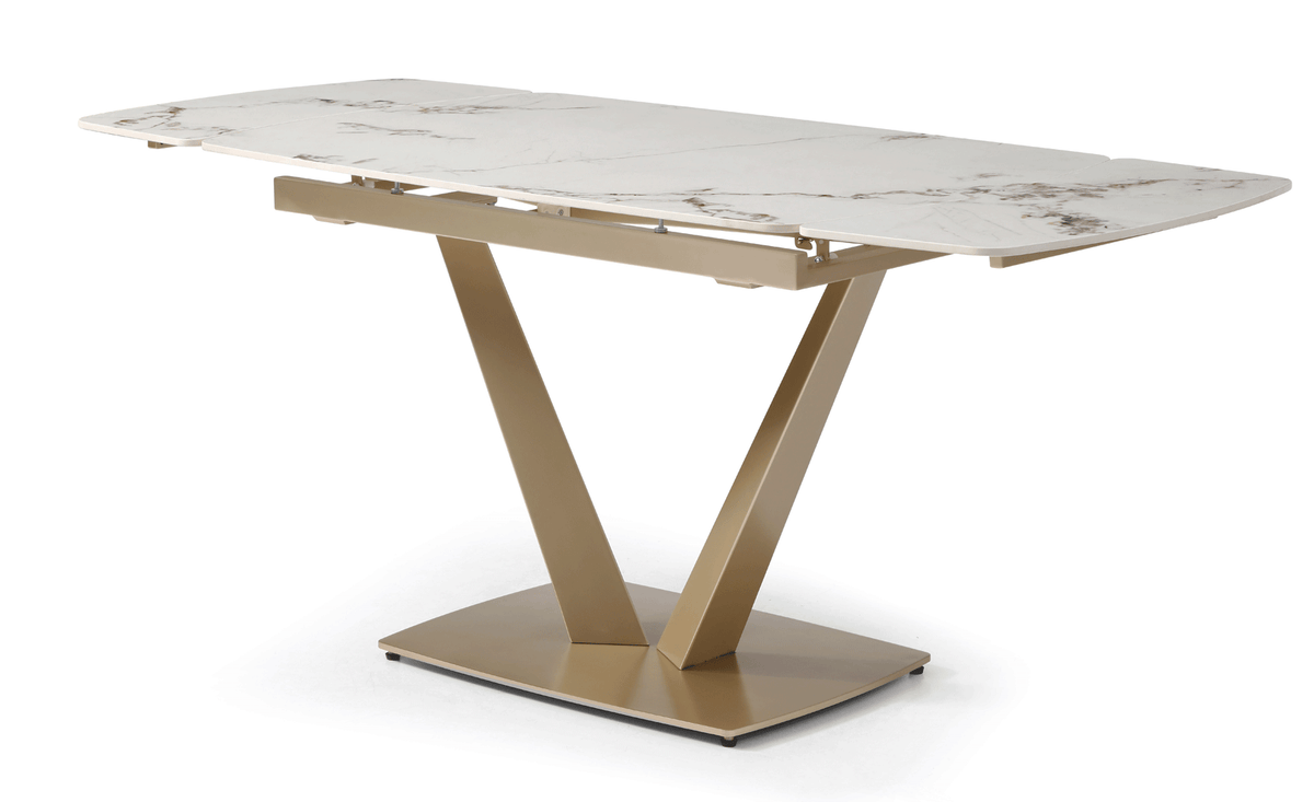 109 White/Gold Ceramic Extendable Dining Table