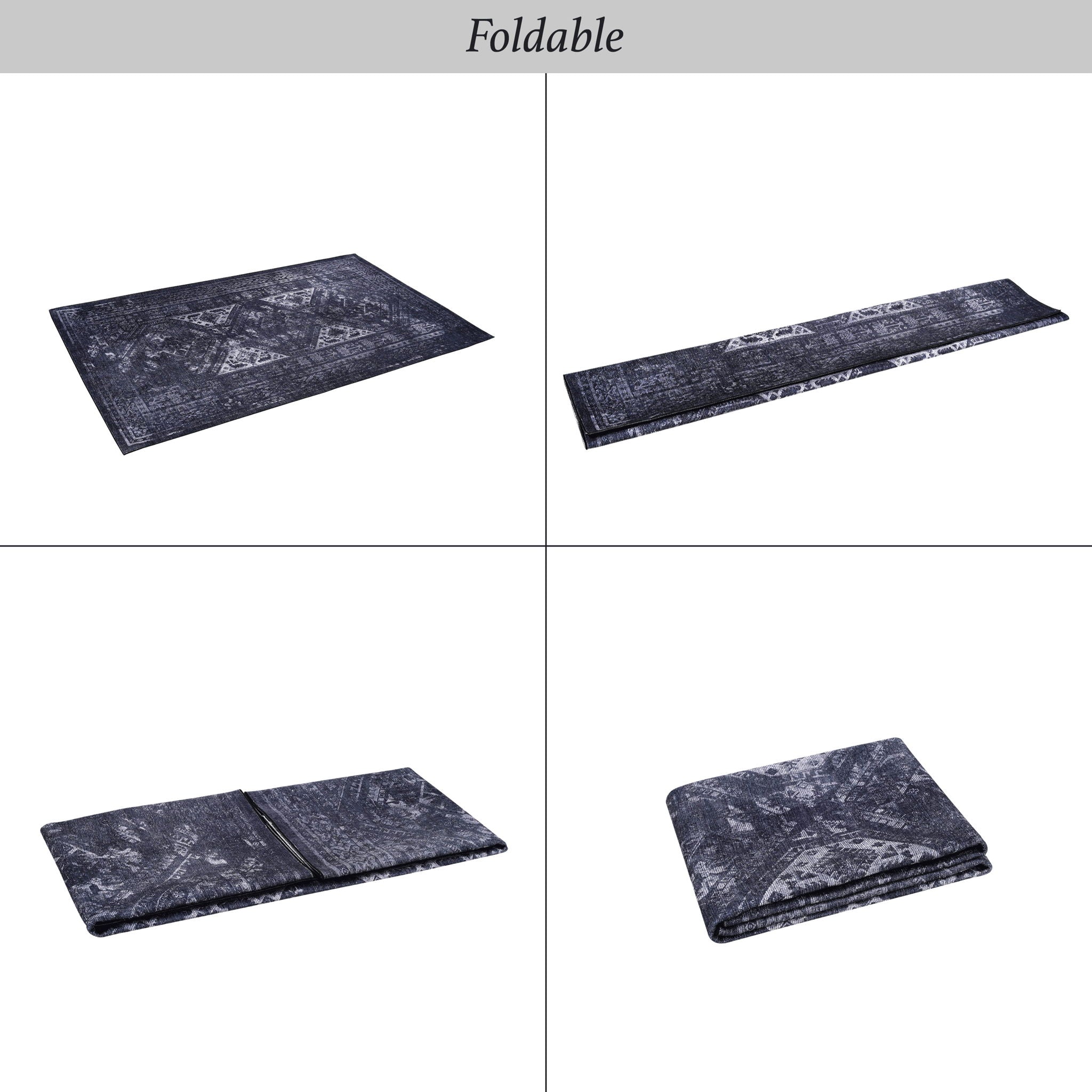 Maval - 8' X 10' Area Rug Washable - Black / Gray