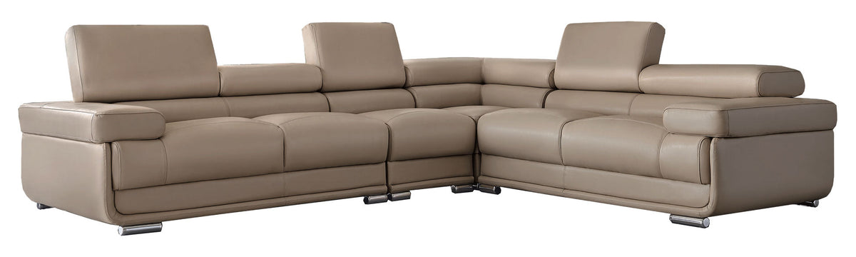 2119 Light Beige 4-Piece Top-Grain Leather Sectional