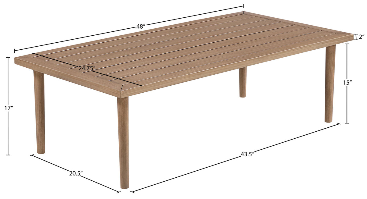Laguna - Aluminum Outdoor Patio Coffee Table - Natural