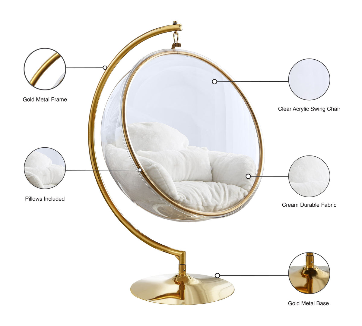 Luna - Swing Accent Chair - White