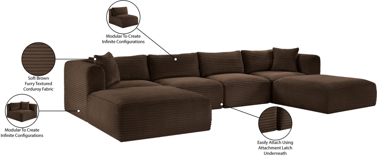 Shaggy - 6 Piece Modular Sectional With 2 Ottomans