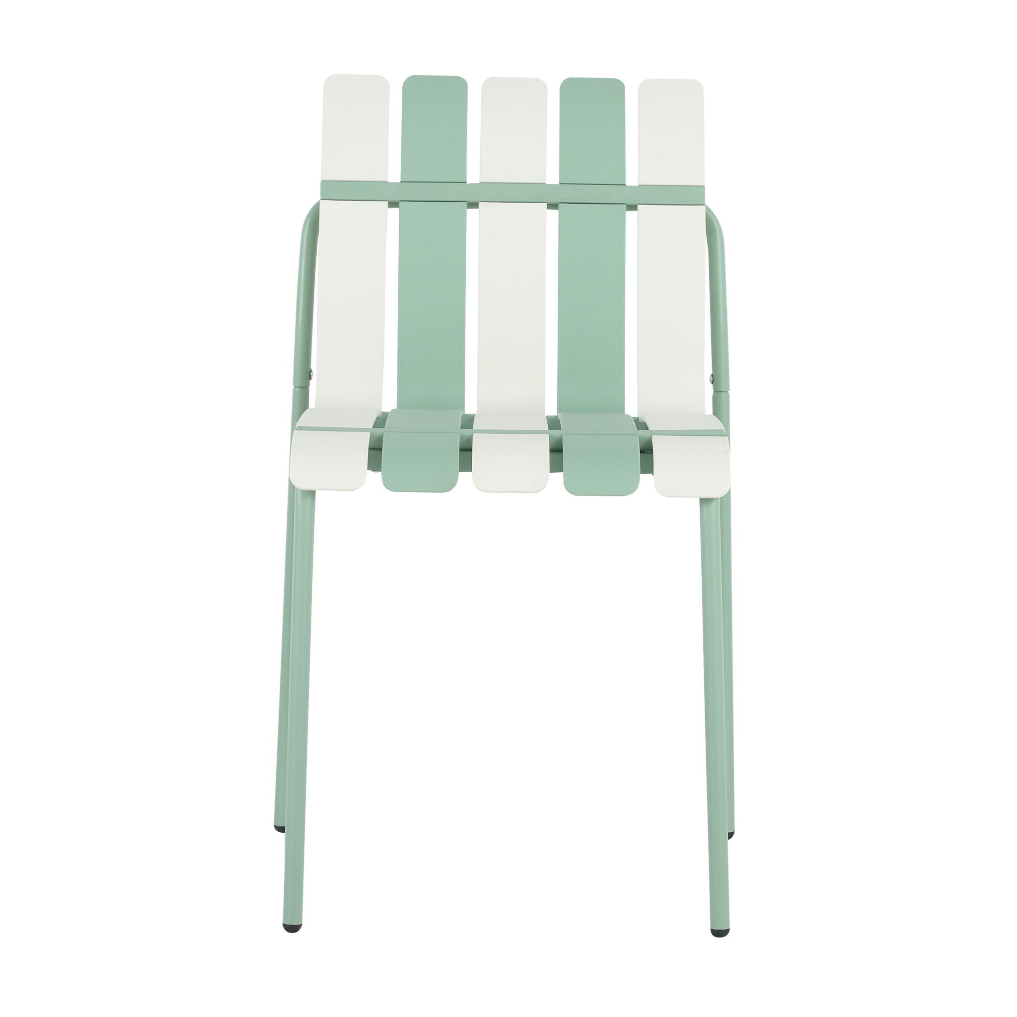 4 Piece Set Of Color Block Designed Single Chairs, Folding Square Table - Haze Green / Khaki / White